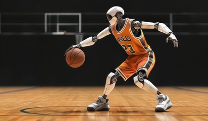 robots have replaced basketball players or athletes. basketball player hitting ball