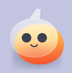 Cute glass morphism pumpkin icon. Vector Halloween sign