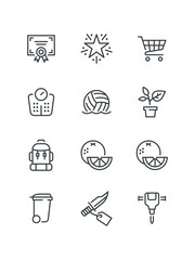 Automation, Bar down, Bitcoin protected, Business advice, set of icons, vector illustration