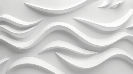 Obraz premium Clean and simple wave-like patterns in white blend naturally with a clean background, emphasizing modern minimalism