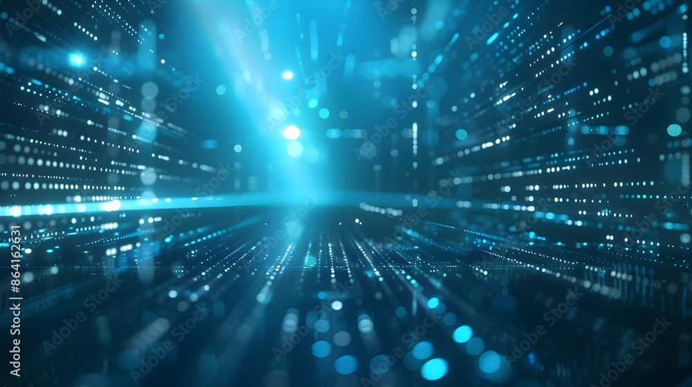 Aufkleber futuristic digital technology background with glowing abstract particles and light streams