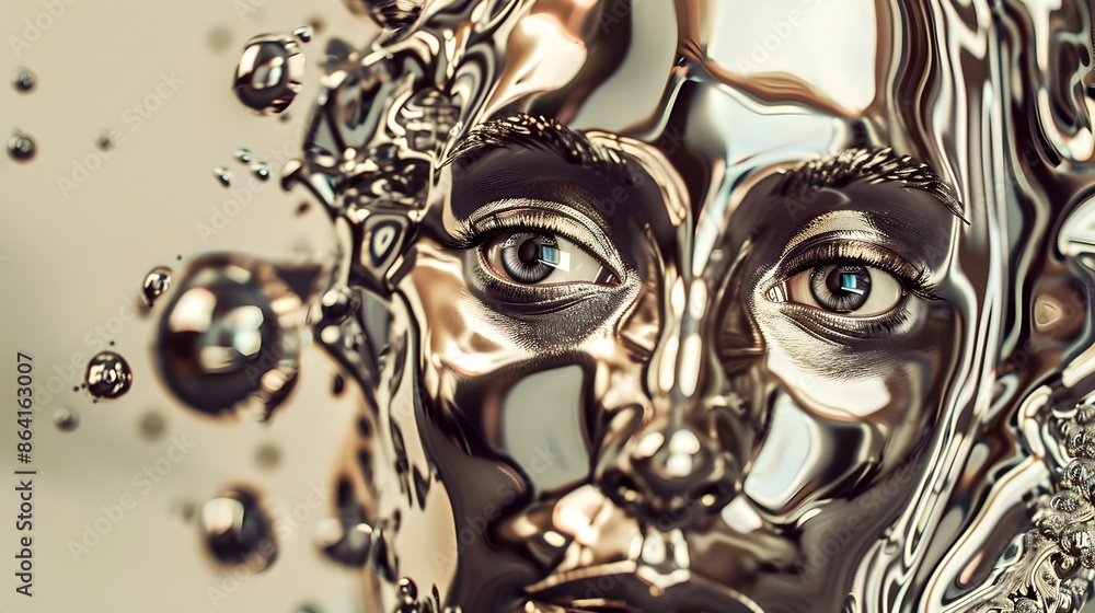 Poster Mesmerizing Digital Transformation:A Surreal of Captivating Distortions and Kaleidoscopic Patterns