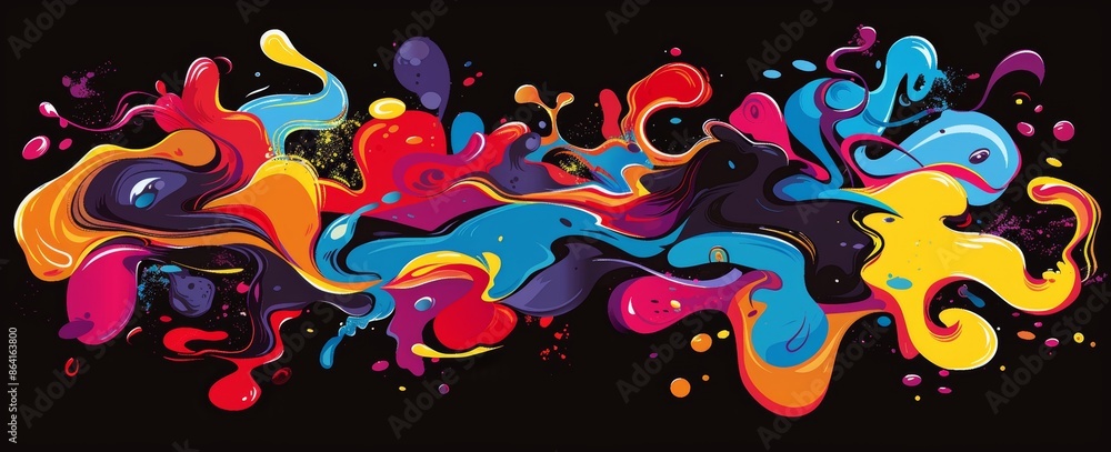 Poster this is a set of organic liquid blob shapes. the set is composed of simple wavy bubbles and drops. t