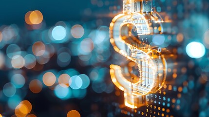 Financial Literacy Program Glowing dollar sign with softly lit financial tools