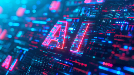 AI-powered technology helps develop new technologies in web design, robotics, and business, showcasing its advanced nature. Desing concept with "AI" lettering