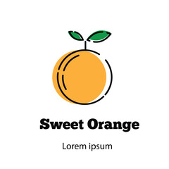 Orange Icon Line Art. Fruits and vegetables concept vector