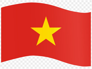 Vietnam flag wave isolated on png or transparent background vector illustration. 