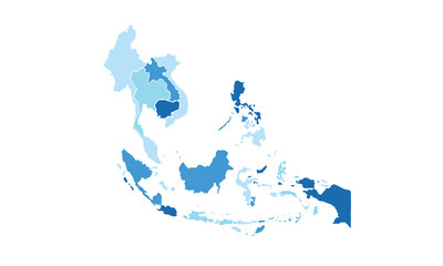 Map of southeast asia isolated modern colorful style. for website layouts, background, education, precise, customizable, Travel worldwide, map silhouette backdrop, earth geography, political, reports. © K