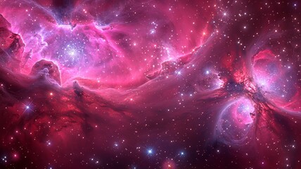 Interstellar space, stars, dust and gas.