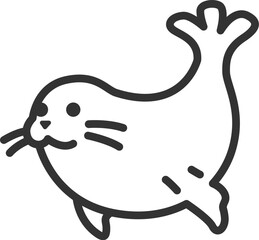 アザラシのアイコン（線画）のイラスト © R-DESIGN