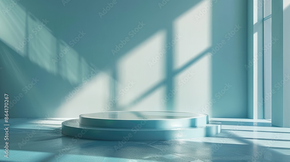 Poster modern 3d glass podium with clean lines and soft shadows on white background., generative ai