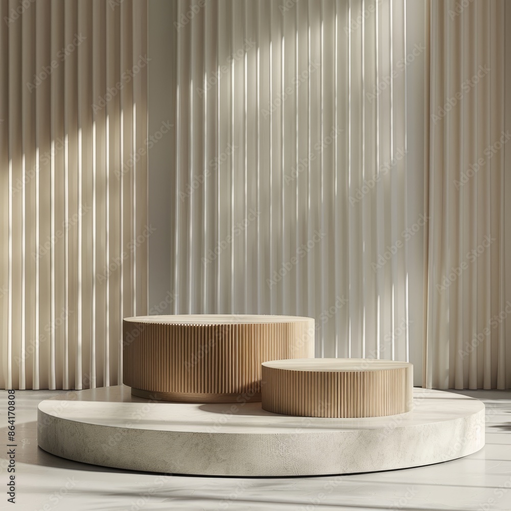 Poster minimalist 3d podium with subtle texture and neutral colors for elegant presentations, generative ai