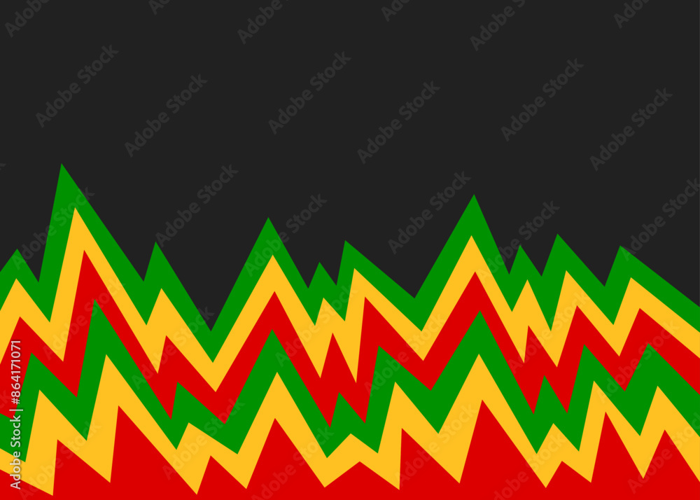 Poster abstract background with colorful gradient zigzag line pattern and with rastafari color theme