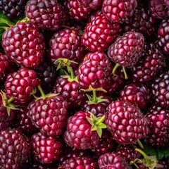 Loganberry texture background, Rubus loganobaccus fruits pattern, many logan berry mockup