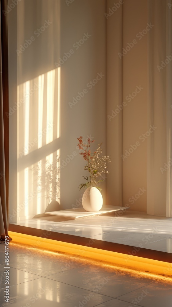 Aufkleber ethereal 3d podium - minimalist design with transparent edges and soft ambient light, generative ai