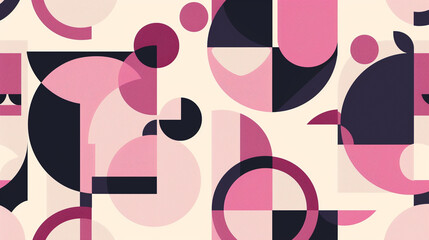 Fototapeta premium Pink and raisin Bauhaus Seamless Pattern