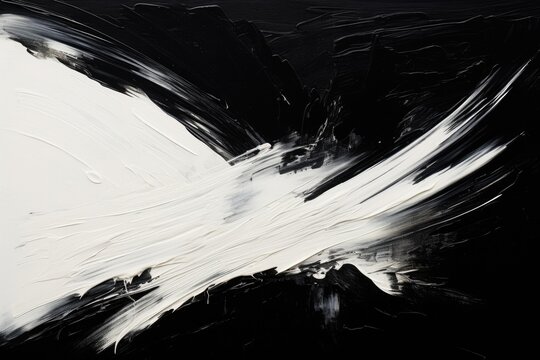 Strokes of white paint on a black background.