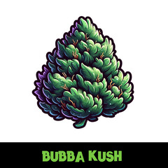 Vector Illustrated Bubba Kush Cannabis Bud Strain Cartoon