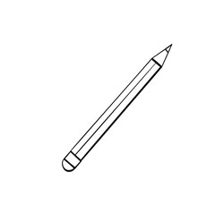 Pencil icon in doodle sketch lines.
