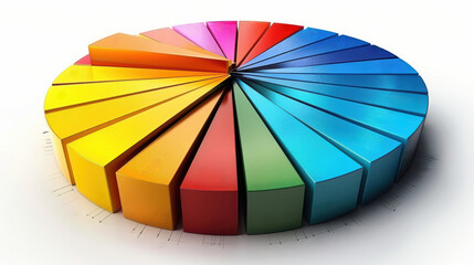 Obraz premium 3d illustration of a pie chart with 15 slices in various colors.