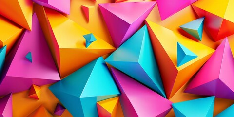 Obraz premium Colorful Triangles Creating Vibrant Geometric Art