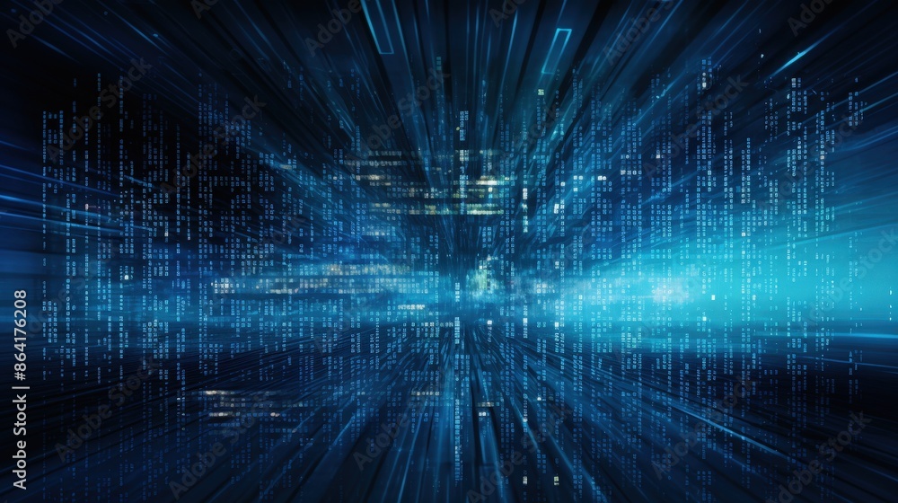 Poster abstract blue digital background with binary code