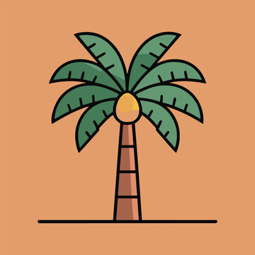 recommend clip art: A flat minimalist vector illustration of a palm tree on a white background
                    
