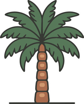 recommend clip art: A flat minimalist vector illustration of a palm tree on a white background
                    