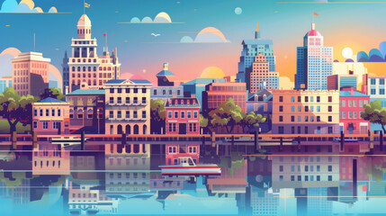 Savannah cityscape illustration icon