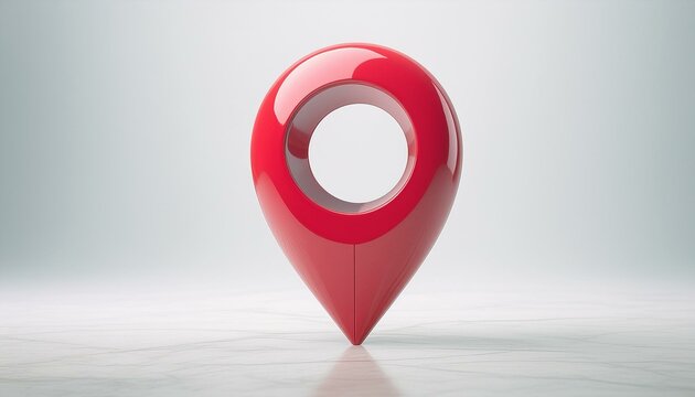 3D red map pointer pin isolated on white background