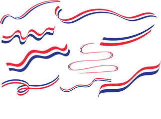 Blue, white and red colored, as the colors of the national flag of France. Flat vector illustration.