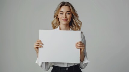Naklejka premium The woman holding blank sign