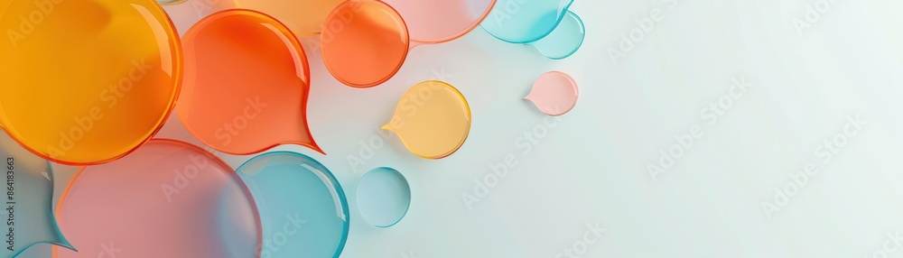 Poster abstract colorful overlapping translucent circles on a light background. modern design concept with 