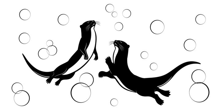 otter silhouette vector 