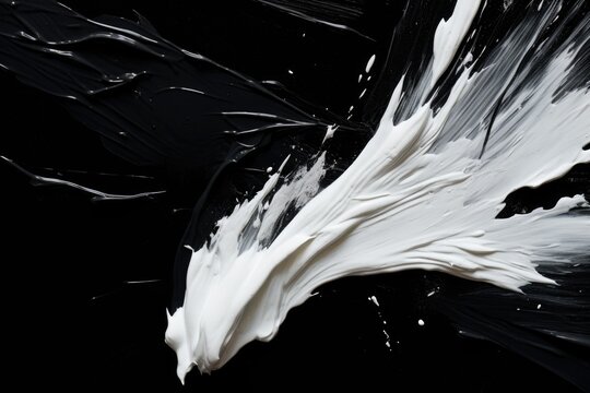 Strokes of white paint on a black background.