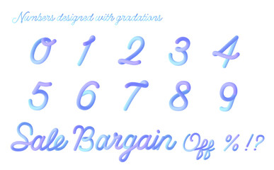 ベクターのグラデーションの数字素材　ブルー