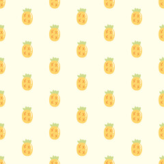 Pineapple seamless pattern. Cute tropical fruit background.