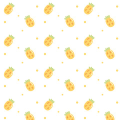 Pineapple seamless pattern. Cute tropical fruit background.