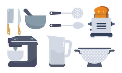 Set of kitchen equipment icon logo