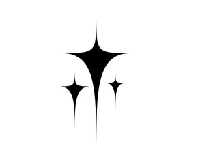 Fototapeta premium Minimalist Futuristic Streetwear. Aesthetic line with stars. Y2k style. Retro futuristic element. Vector illustration