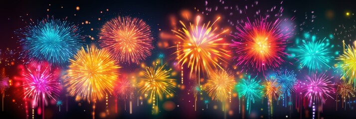 Naklejka premium A Night Sky Filled With Colorful Fireworks