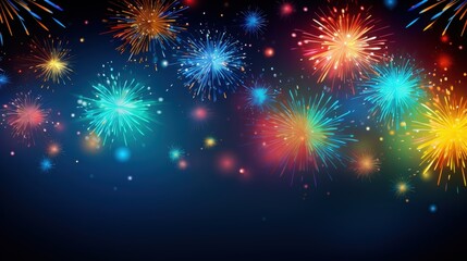 Naklejka premium Colorful Fireworks Display in Night Sky