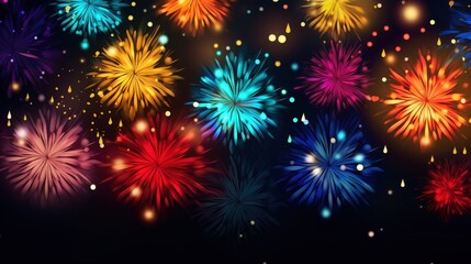 Fototapeta premium Colorful Fireworks Display Against a Night Sky