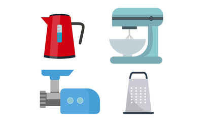 Set of kitchen equipment icon logo