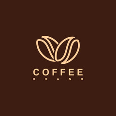 Coffee shop logo. Retro badge coffee beans and leaf branch with natural natural icon line stamp logo vector design modern hipster vintage style. Premium coffee shop bar brand symbol icon.
