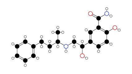 labetalol molecule, structural chemical formula, ball-and-stick model, isolated image alpha-adrenergic blocking agents