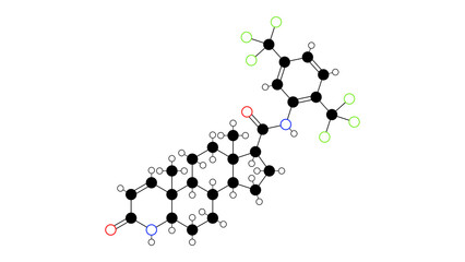 dutasteride molecule, structural chemical formula, ball-and-stick model, isolated image avodart