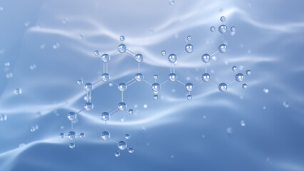 papaverine molecular structure, 3d model molecule, antispasmodic drug, structural chemical formula view from a microscope
