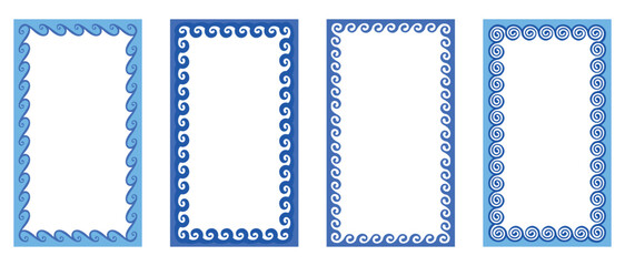 Vector set of linear frames and borders - abstract design elements for decoration or logo design templates in modern minimalist style with copy space for text, boho summer style.