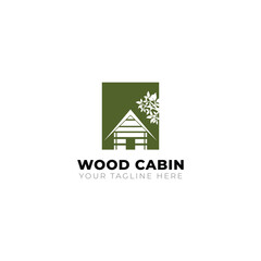 Wood cabin house logo design template